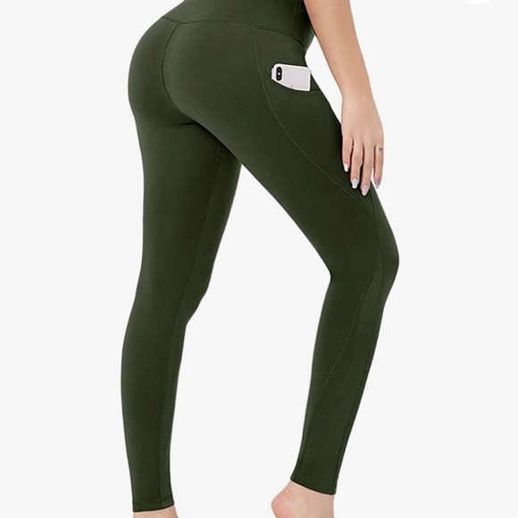 Highdays Pants - NEW! High Rise Olive Green Leggings w/Pockets!